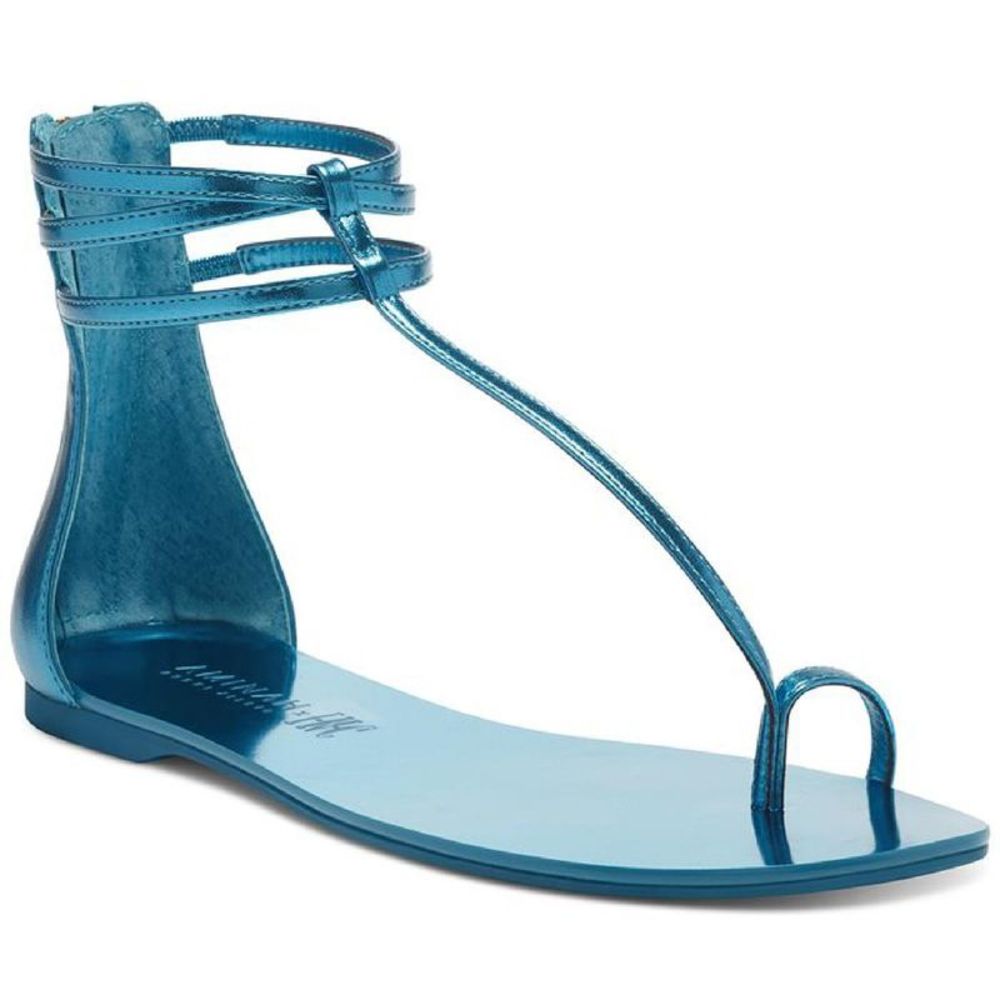 INC Womens Cebrena Blue Toe Loop Ankle Strap Thong Evening Sandals Shoes NWOB